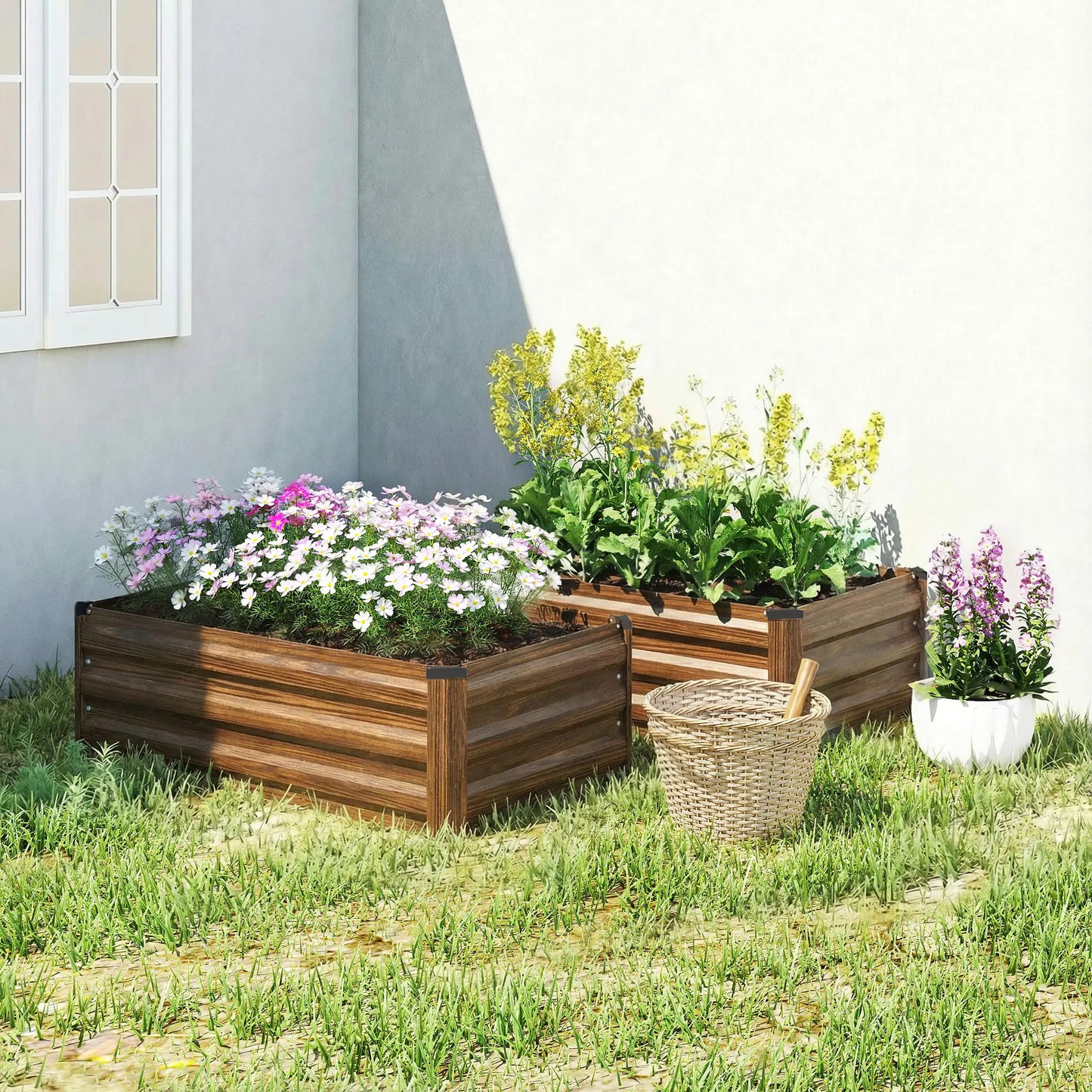 Galvanized Raised Garden Beds, Outdoor Planter Box, Dark Brown Galvanized Planter Boxes at Gallery Canada
