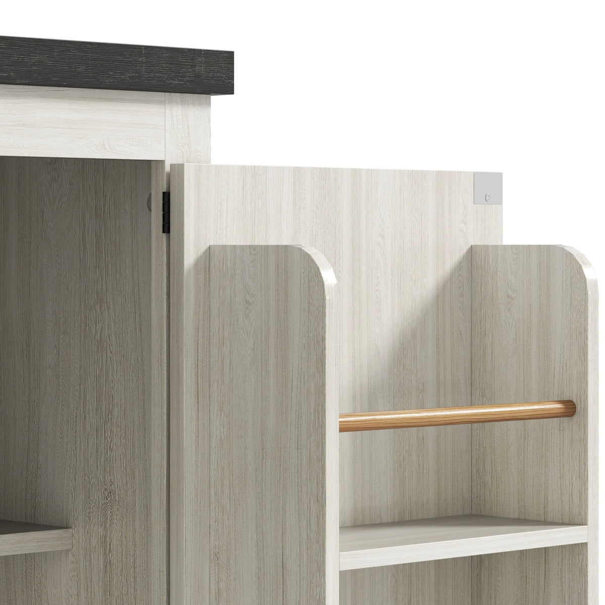 Farmhouse Kitchen Pantry, 64" Freestanding, Distressed, White Kitchen Pantry Cabinets at Gallery Canada