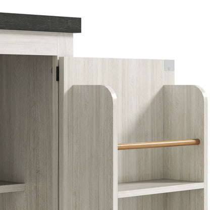 Farmhouse Kitchen Pantry, 64" Freestanding, Distressed, White Kitchen Pantry Cabinets at Gallery Canada