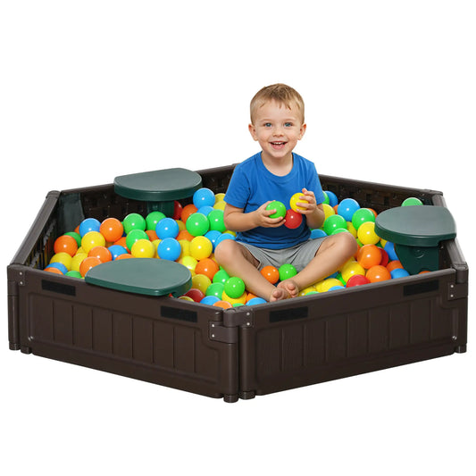 DIY Kids Sandbox with Waterproof Cover, Sand Playset, 3-12 Years, Brown Sandboxes & Accessories Dark green, brown at Gallery Canada