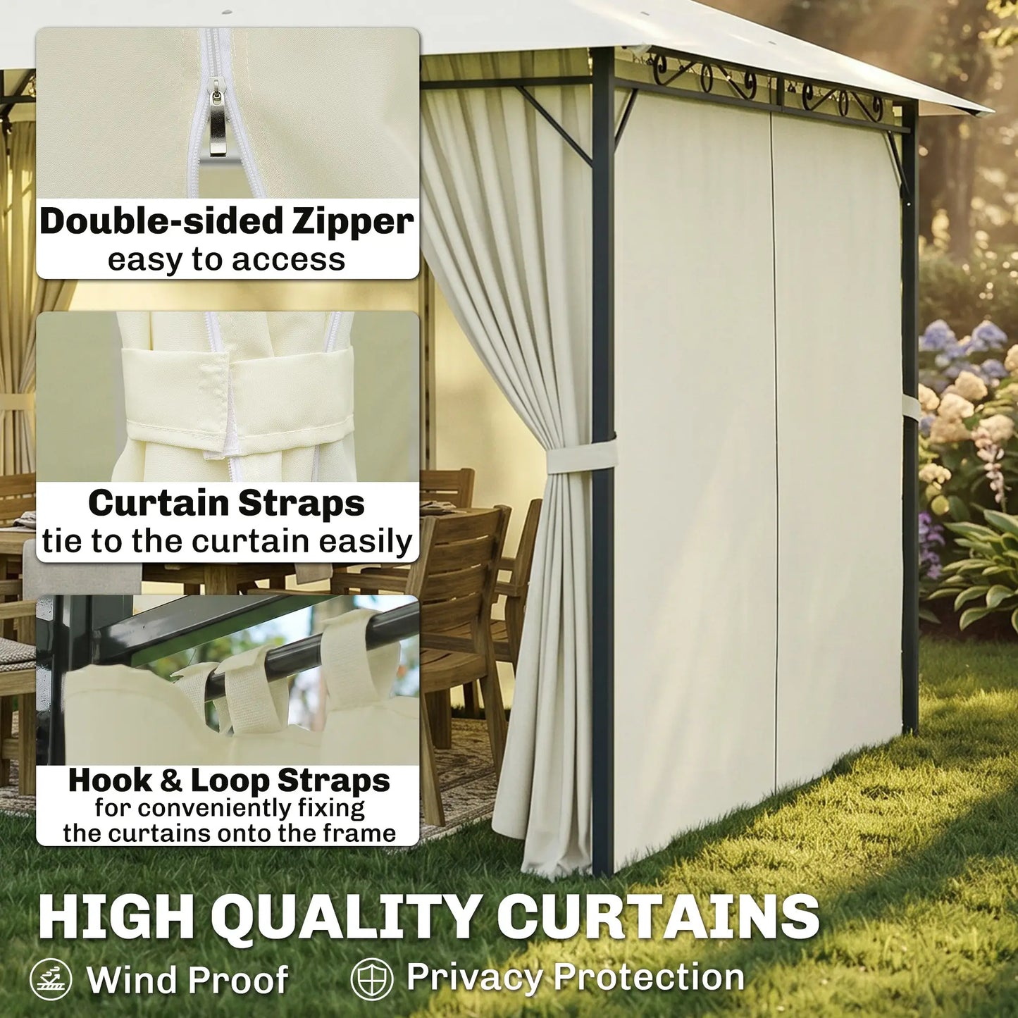 13' X 10' Soft-Top Gazebo With Curtains, Cream White Gazebos at Gallery Canada