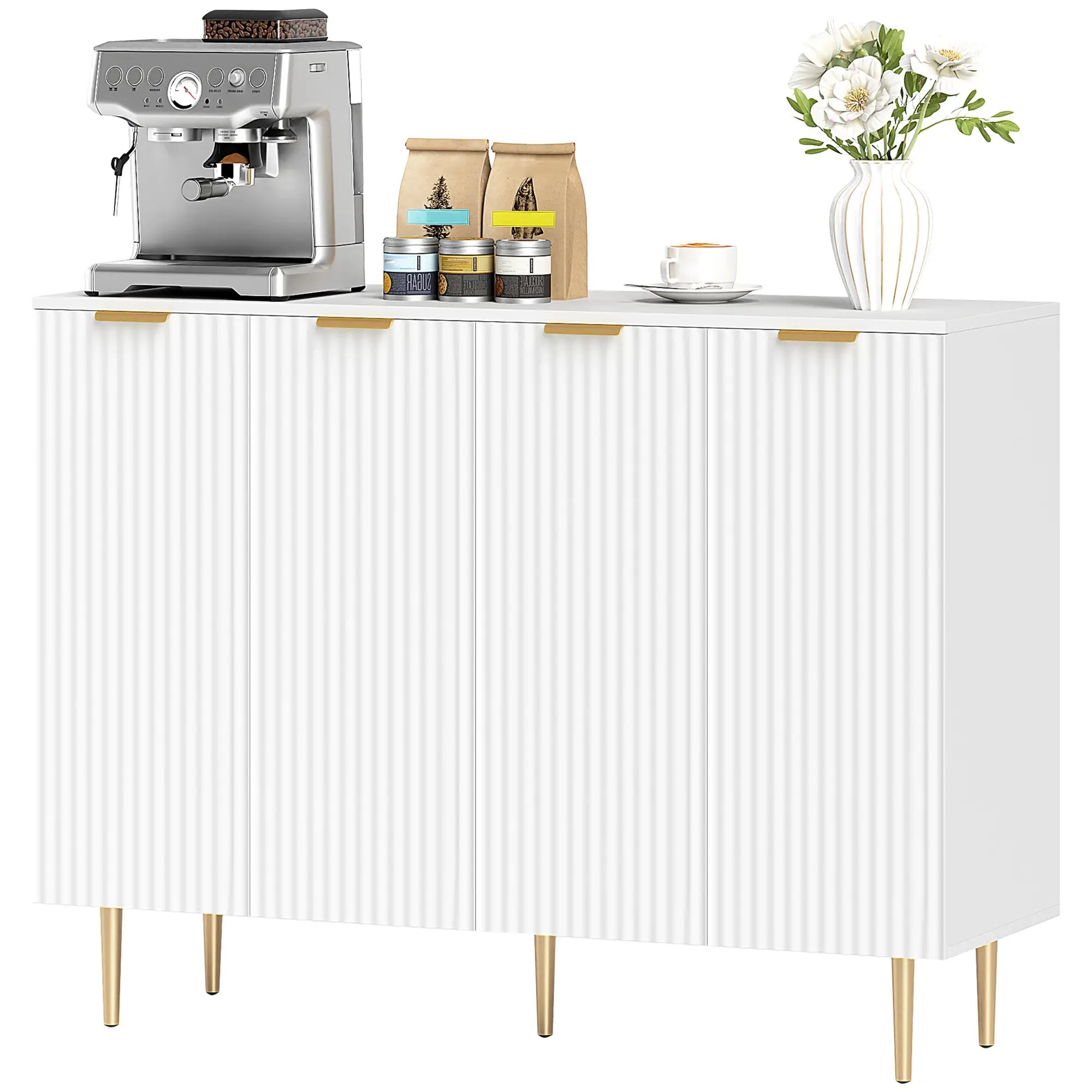 Modern Kitchen Storage Cabinet, Adjustable Shelves, White Bar Cabinets White at Gallery Canada