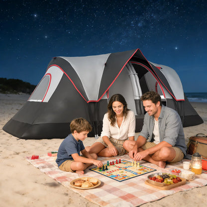 6-8 Man Camping Tent, 2000mm Waterproof Rainfly, Carry Bag, Dark Grey Camping Tents at Gallery Canada