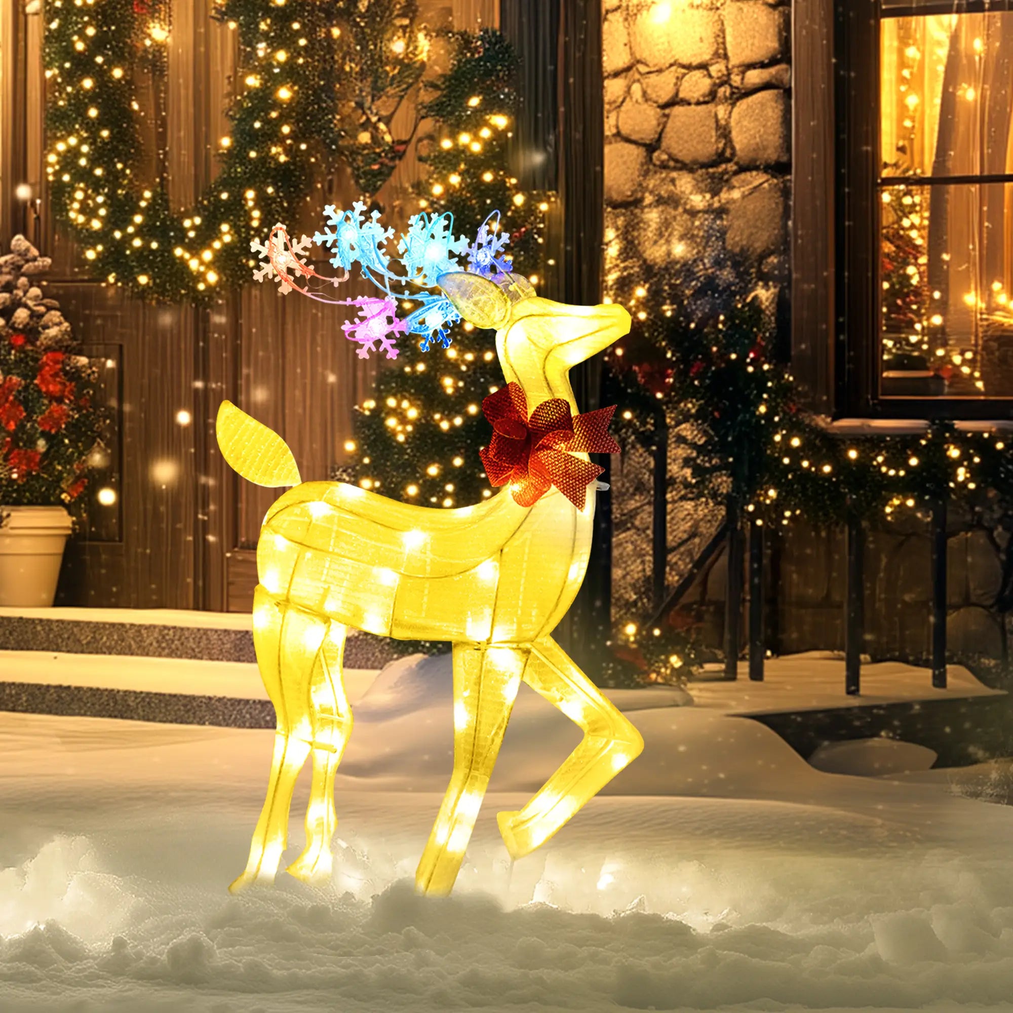 Light Up Reindeer Yard Decoration, Indoor Outdoor Garden Lawn, White Christmas Deer Lights at Gallery Canada