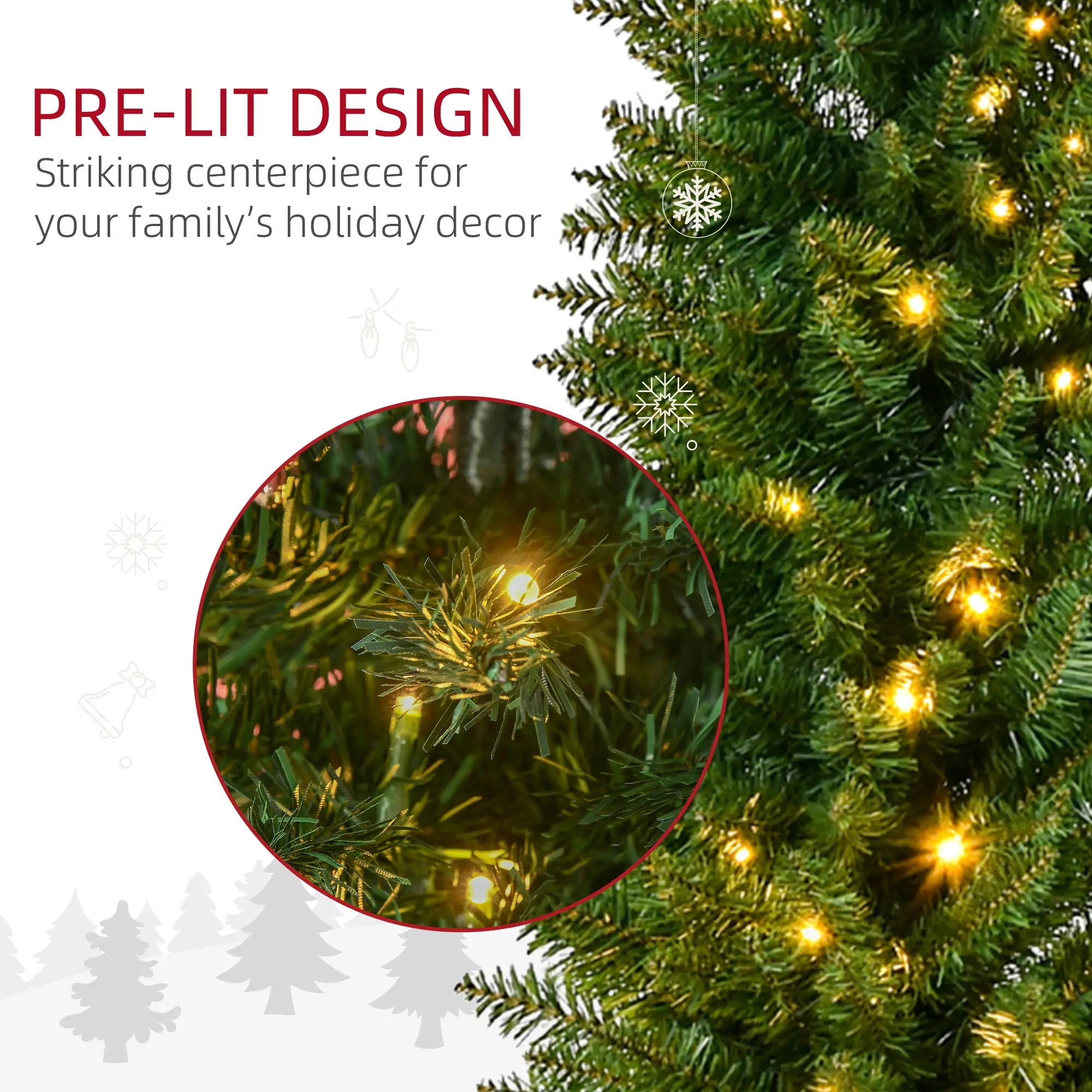 6' Pre Lit Artificial Pencil Christmas Tree, Warm White LED Lights, Green Pre Lit Christmas Trees at Gallery Canada