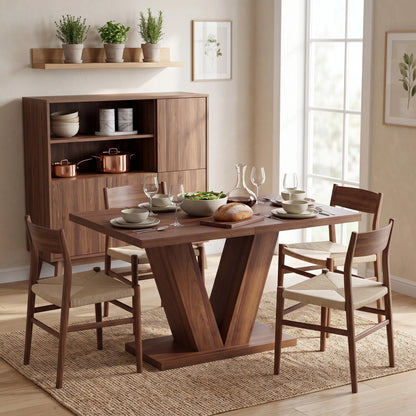 Modern Kitchen Dining Table For 4 People, Walnut