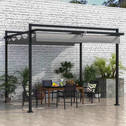 10' x 10' Retractable Pergola, Garden Gazebo, Dark Grey Pergolas at Gallery Canada