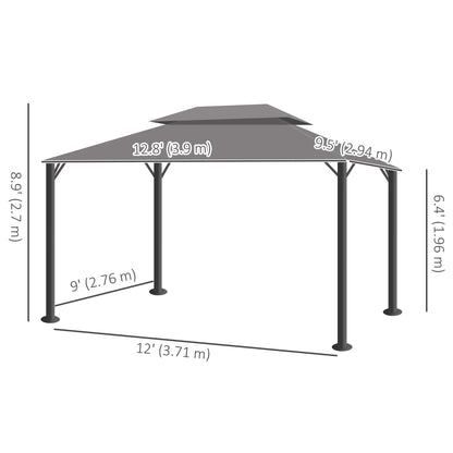 13' x 10' Gazebo, Polyester Roof, Mesh Sidewall, Aluminum Frame, Light Grey Gazebos at Gallery Canada