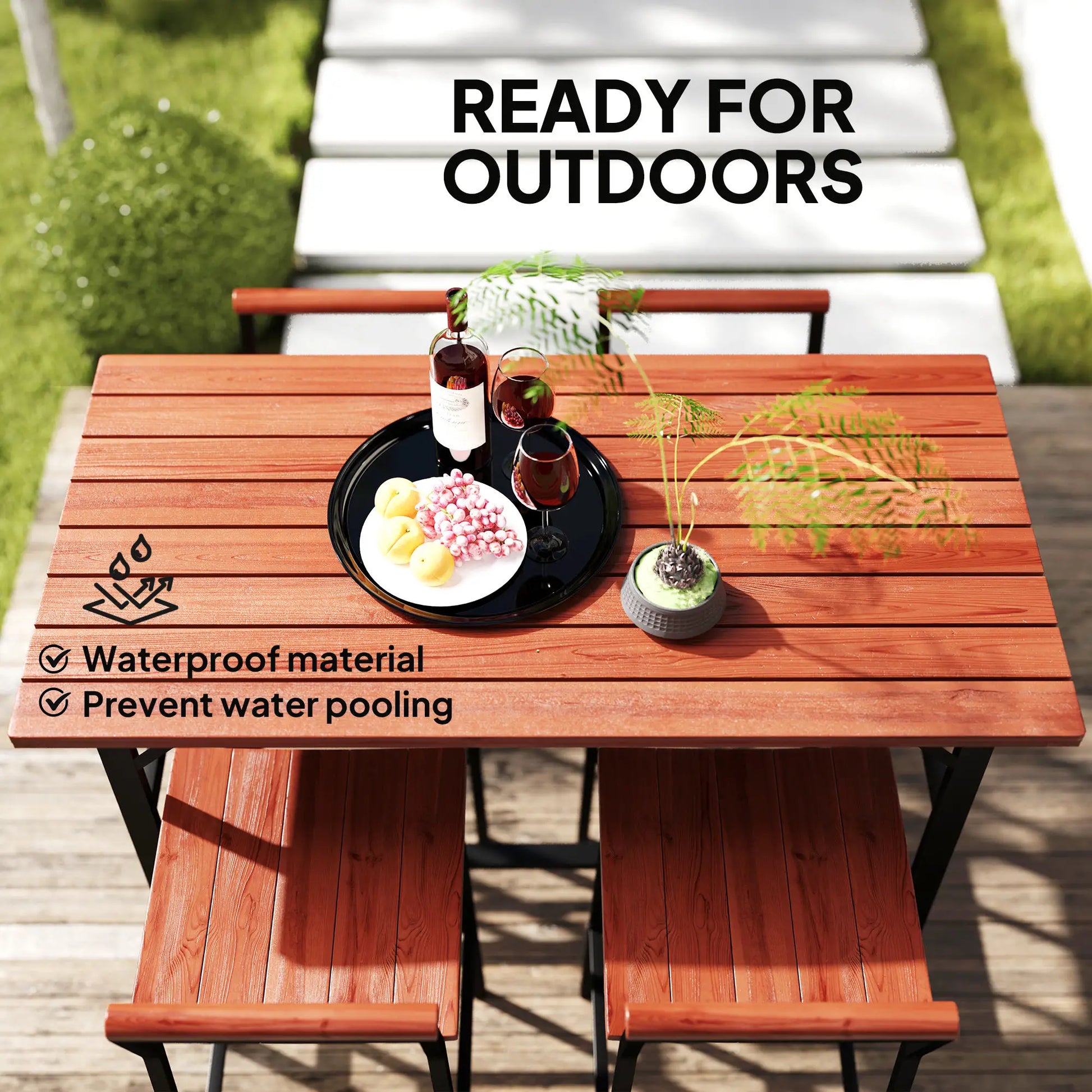 5 Piece Patio Bar Set, 47" Table, 4 Stools, Brown Bistro Sets at Gallery Canada