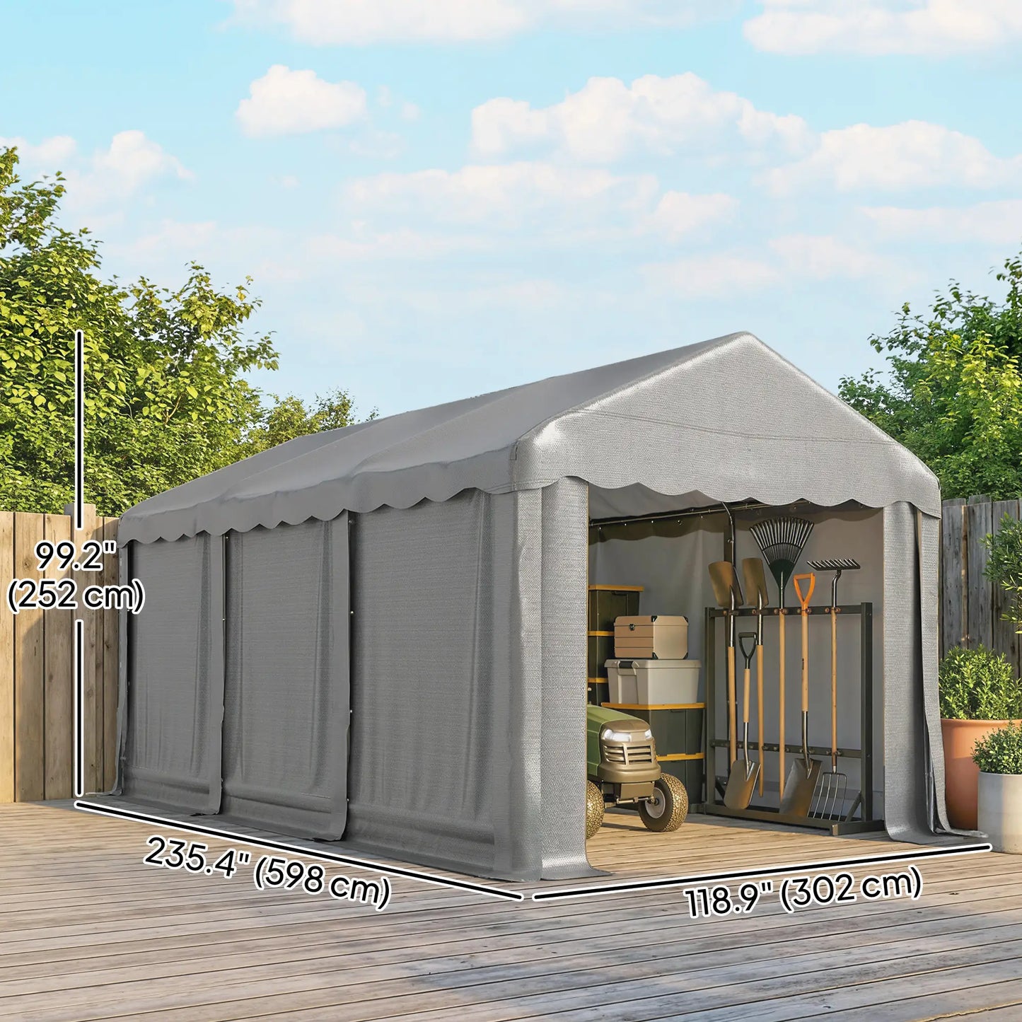 20' x 10' Portable Shed, Outdoor Storage Tent, Light Grey Portable Shed at Gallery Canada