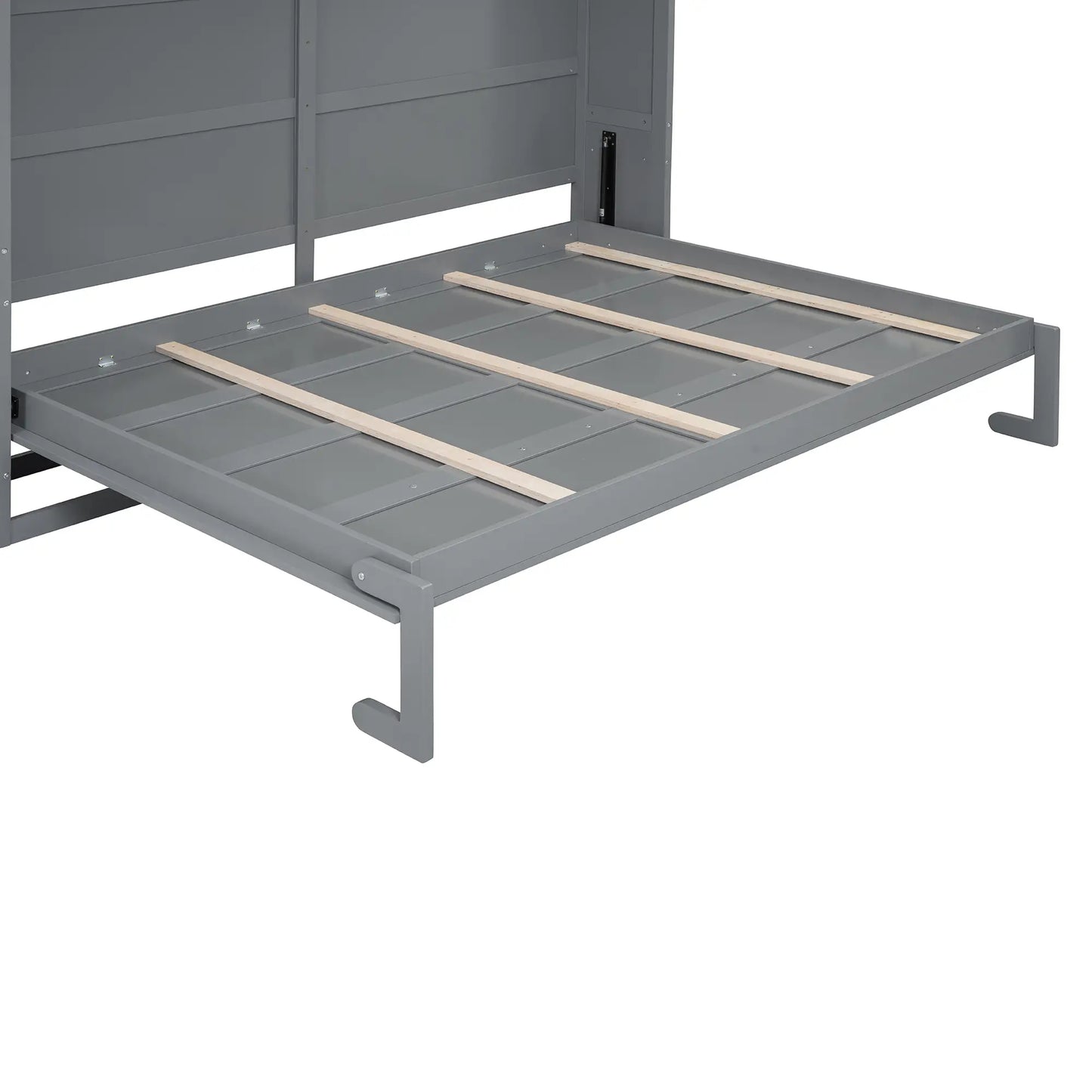Murphy Bed with Storage, Space-saving Wall Bed, 117.5" L x 16" W x 88" H, Grey Bed Frames at Gallery Canada