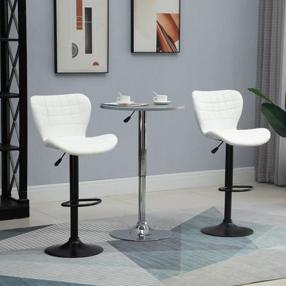 Adjustable Height Swivel Bar Stools, Set of 2, PU Leather, White Bar Stools at Gallery Canada
