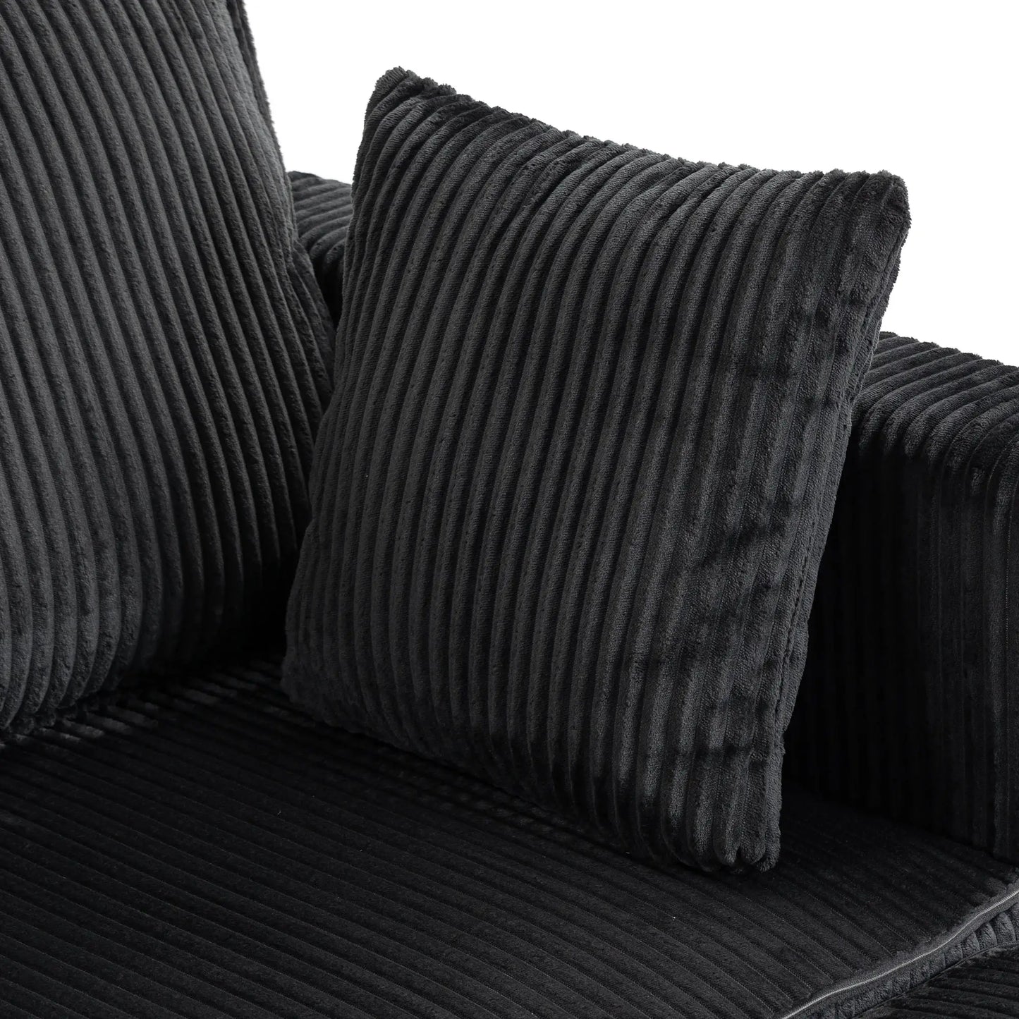 Modular U-Shaped Corduroy Sofa, Dual Storage Ottoman, 4 Pillows, Dark Grey L Shaped Couchs at Gallery Canada