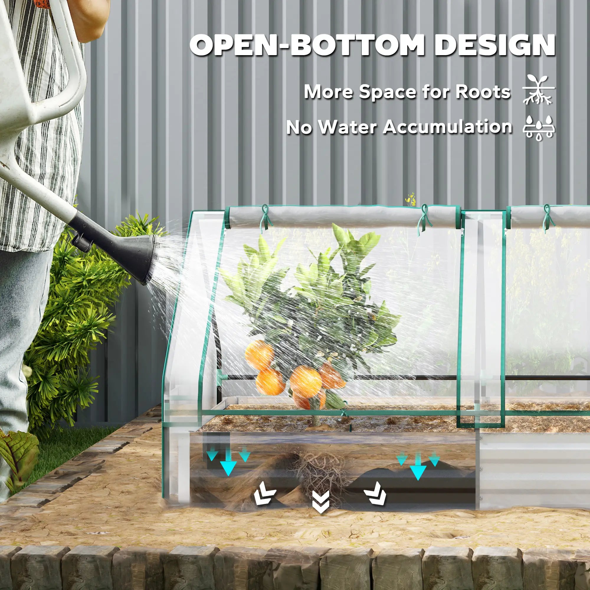 6' x 3' Metal Planter Box with Cover, Raised Garden Bed, Clear and Silver, Silver Raised Garden Beds at Gallery Canada