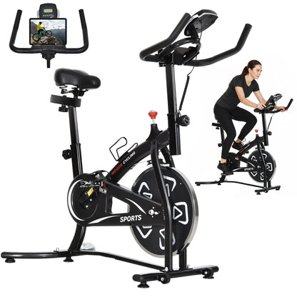 Exercise Bike with LCD Display, Indoor Cycling, 6kg Flywheel, Black Exercise & Stationary Bikes at Gallery Canada