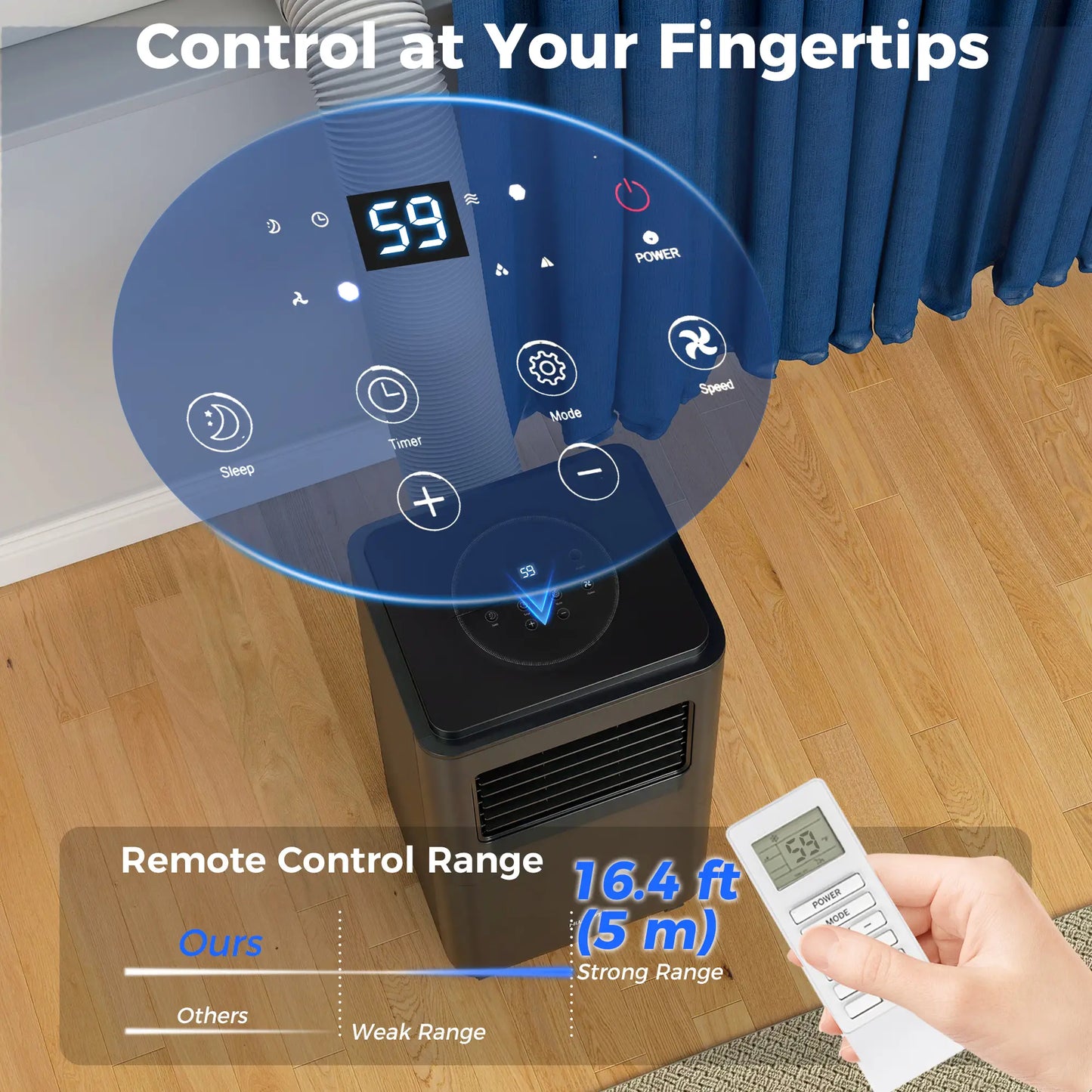 8,000 BTU Mobile Air Conditioner, 345 Sq. Ft., Dehumidifier Fan, Black Air Conditioner at Gallery Canada