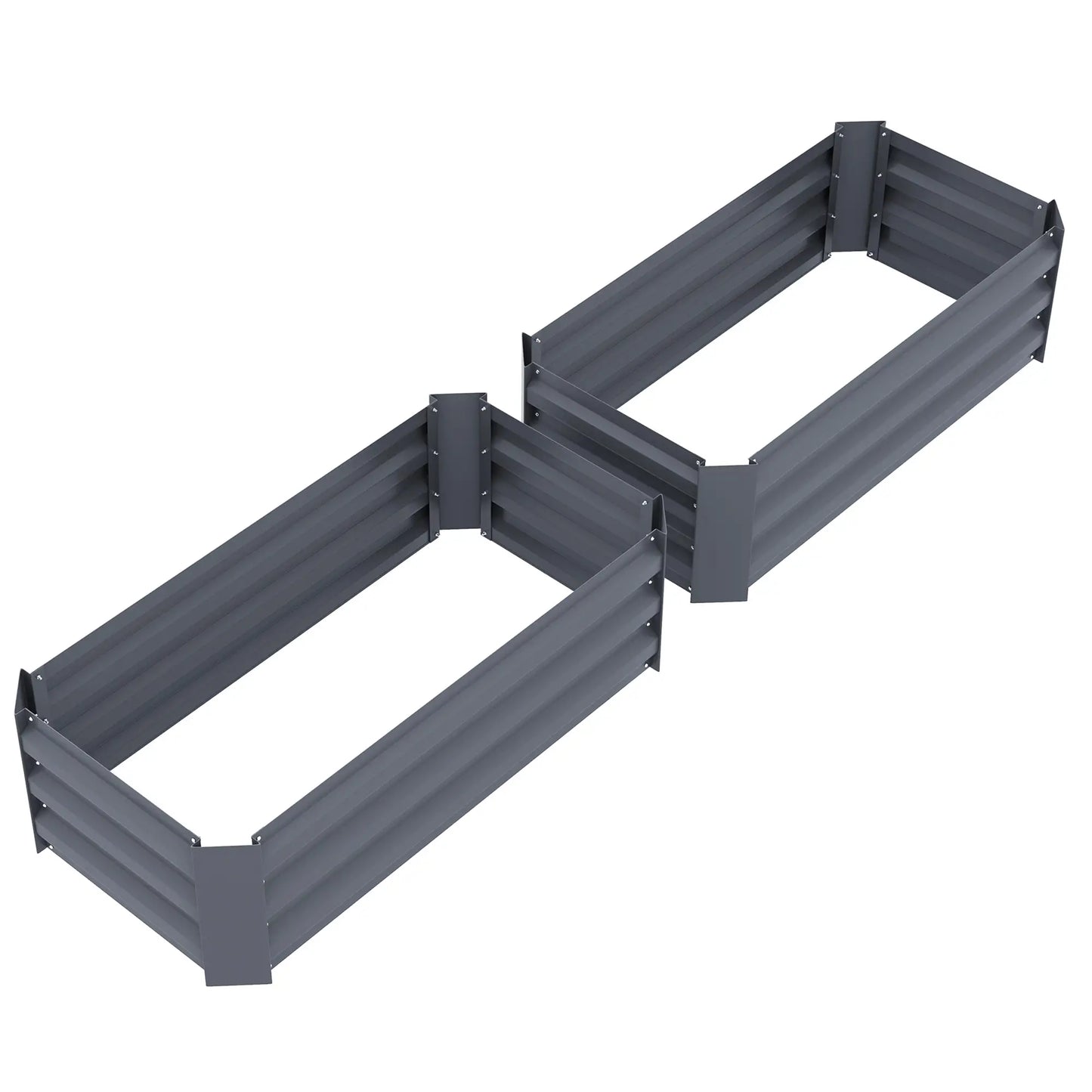 Steel Raised Garden Bed Set, Elevated Planter Box, 39"x20"x12", Dark Grey