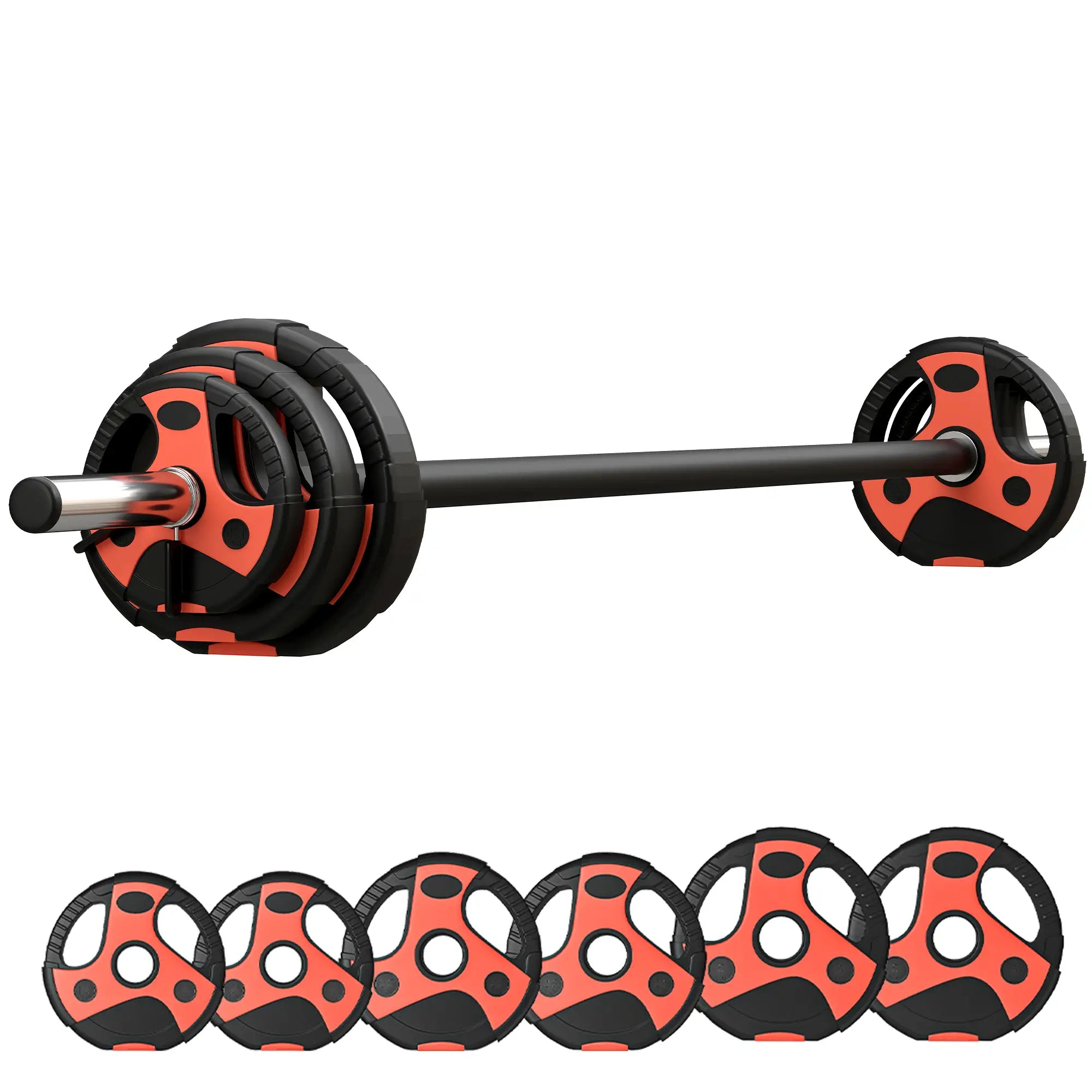44lbs Adjustable Barbell Weight Set, Free Body Pump Bar, Black and Red Dumbbells & Barbells at Gallery Canada
