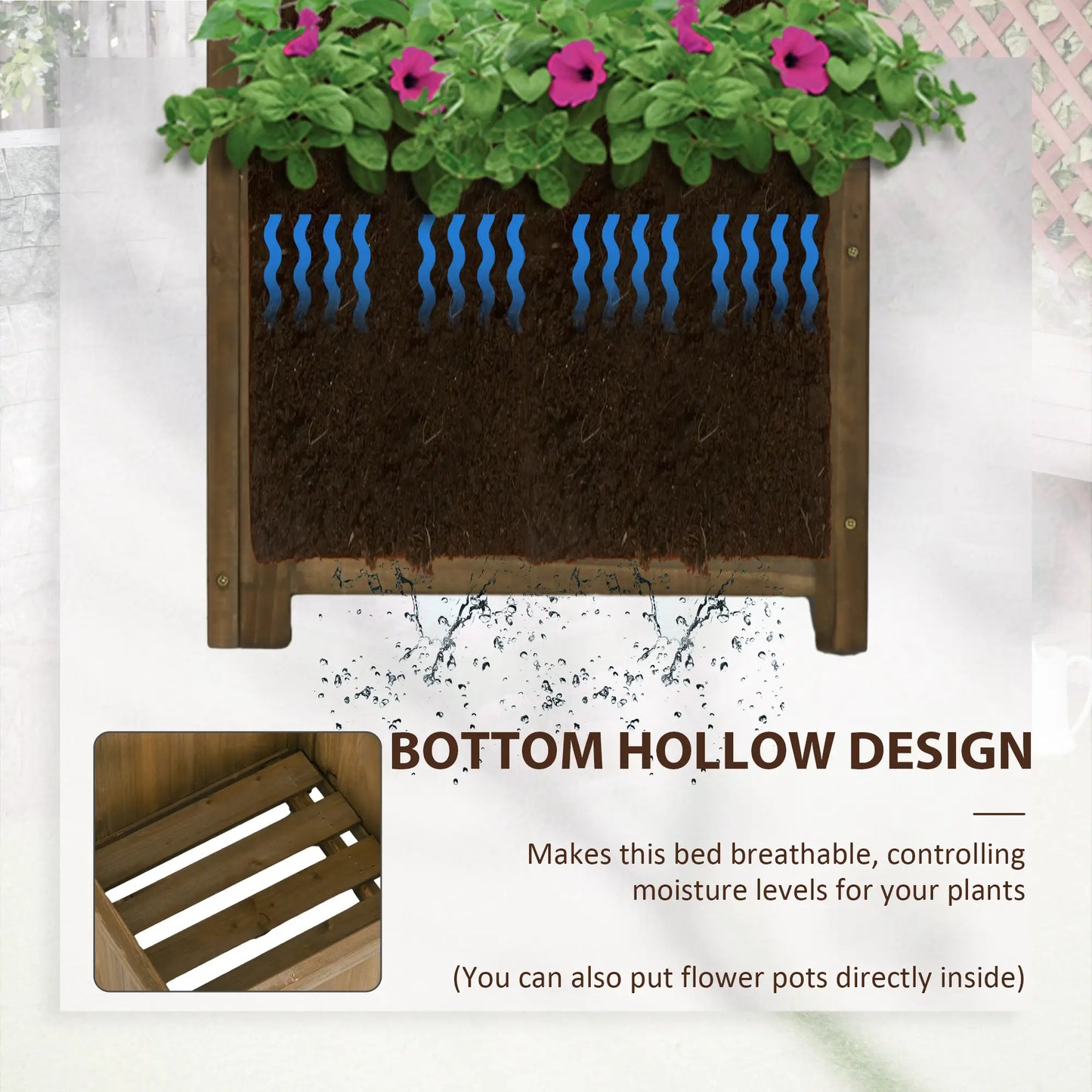 Raised Garden Bed Wood Planter With Trellis, 16" x 16" x 57", Carbonized Wooden Planter Boxes at Gallery Canada