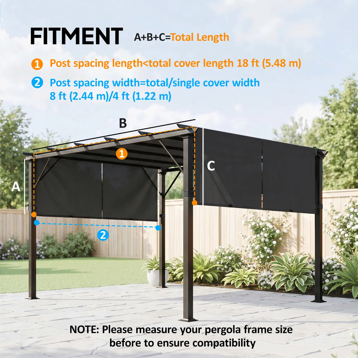 2 Pcs UV Protection Pergola Replacement Canopy, 10' x 10' Size, Black Gazebo Canopy Replacement at Gallery Canada