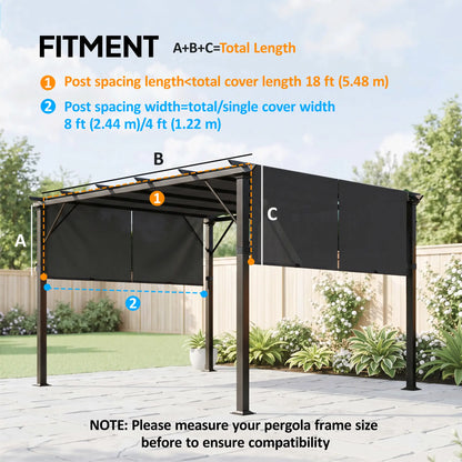 2 Pcs UV Protection Pergola Replacement Canopy, 10' x 10' Size, Black Gazebo Canopy Replacement at Gallery Canada