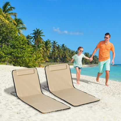 Beach Lounge Chair Set, 2 Pieces, Folding Chaise, Beige Beach Accessories at Gallery Canada