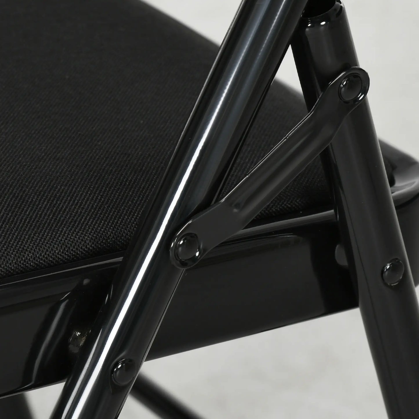 Set of 4 Foldable Metal Chairs, Linen Padded Seat, Open Back, Black Dining Chairs at Gallery Canada