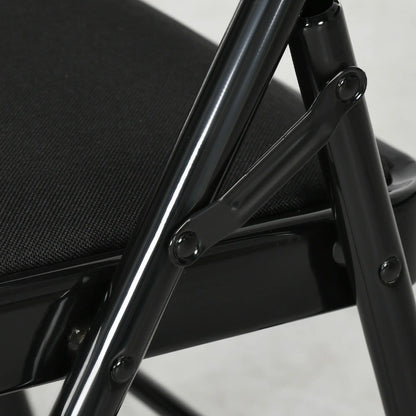 Set of 4 Foldable Metal Chairs, Linen Padded Seat, Open Back, Black Dining Chairs at Gallery Canada