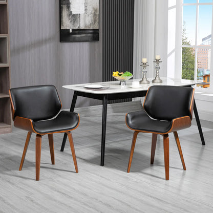 PU Leather Dining Chairs Set of 2, Upholstered Seats, Solid Wood Legs, Black Dining Chairs at Gallery Canada