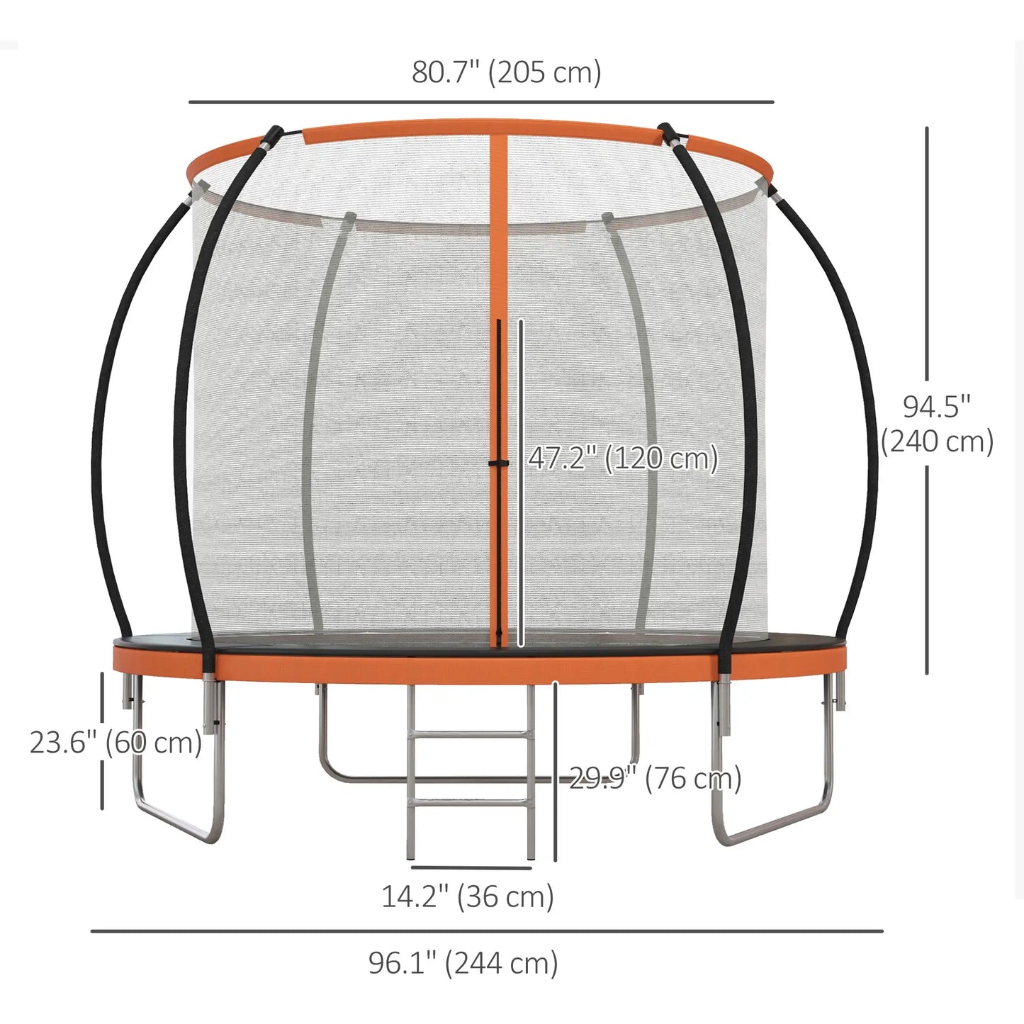 8ft Outdoor Trampoline with Enclosure Net, Ladder, for Teens and Adults Trampolines at Gallery Canada