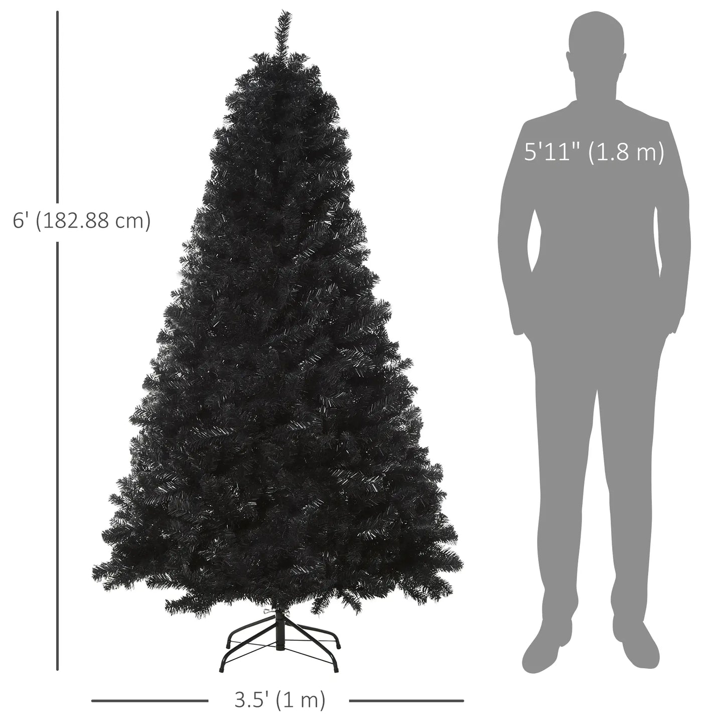 6ft Artificial Christmas Tree, Unlit Douglas Fir, Realistic Branch Tips, Black Artificial Christmas Trees at Gallery Canada