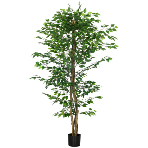 6ft Artificial Ficus Tree, Indoor Fake Plant with Pot