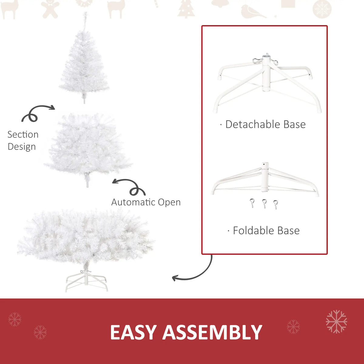 6FT Prelit Artificial Christmas Tree, Warm White LED, Auto Open, White Pre Lit Christmas Trees at Gallery Canada