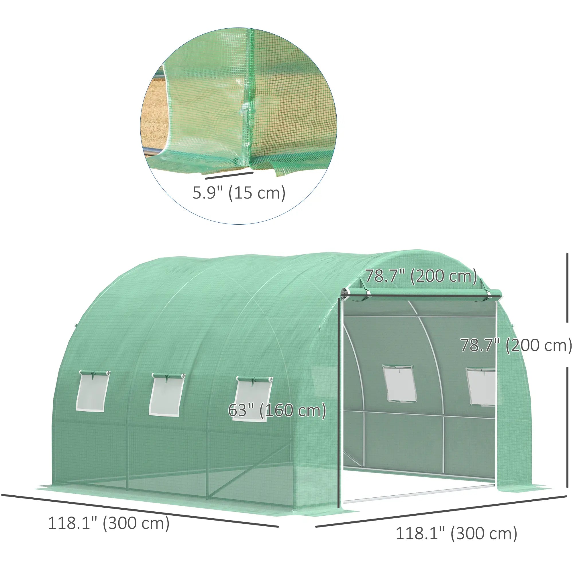 10' x 10' x 6.5' Walk-In Greenhouse, Transparent PE Cover, Zipper Doors Walk In Greenhouses at Gallery Canada
