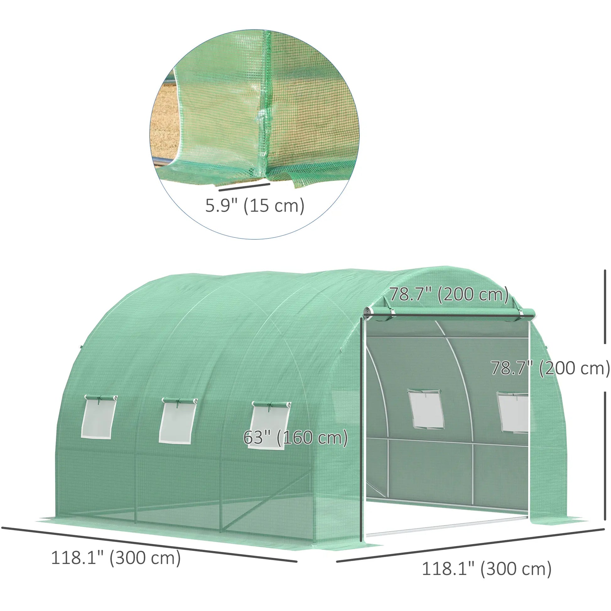 10' x 10' x 6.5' Walk-In Greenhouse, Transparent PE Cover, Zipper Doors Walk In Greenhouses at Gallery Canada