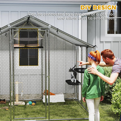 Large Catio Outdoor Cat Enclosure, Waterproof Cover, 94.5" W, Walk-in Patio Outdoor Cat Enclosures at Gallery Canada