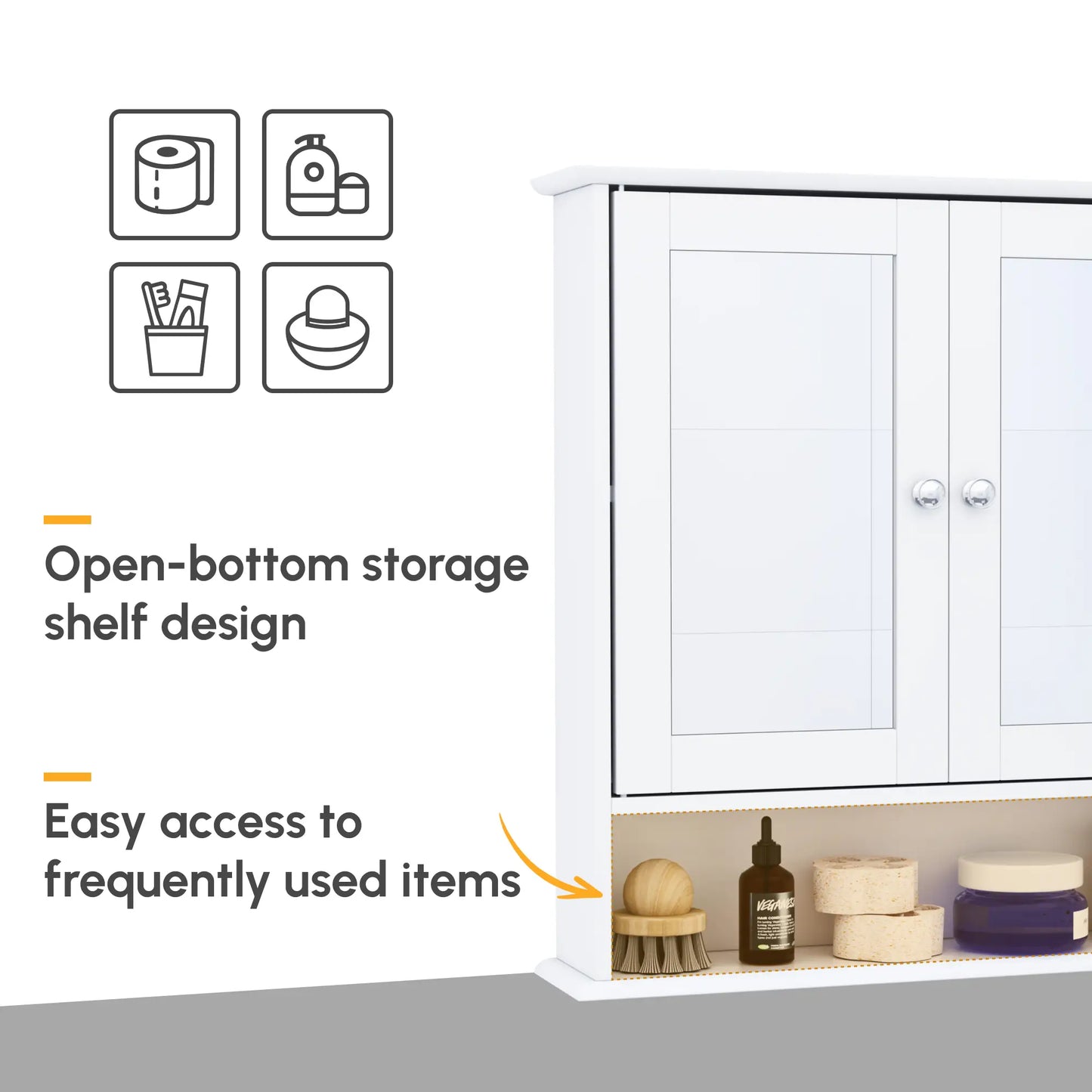 Wall-Mounted Medicine Cabinet, Double Doors, Adjustable Shelf, White Mirror Medicine Cabinets at Gallery Canada
