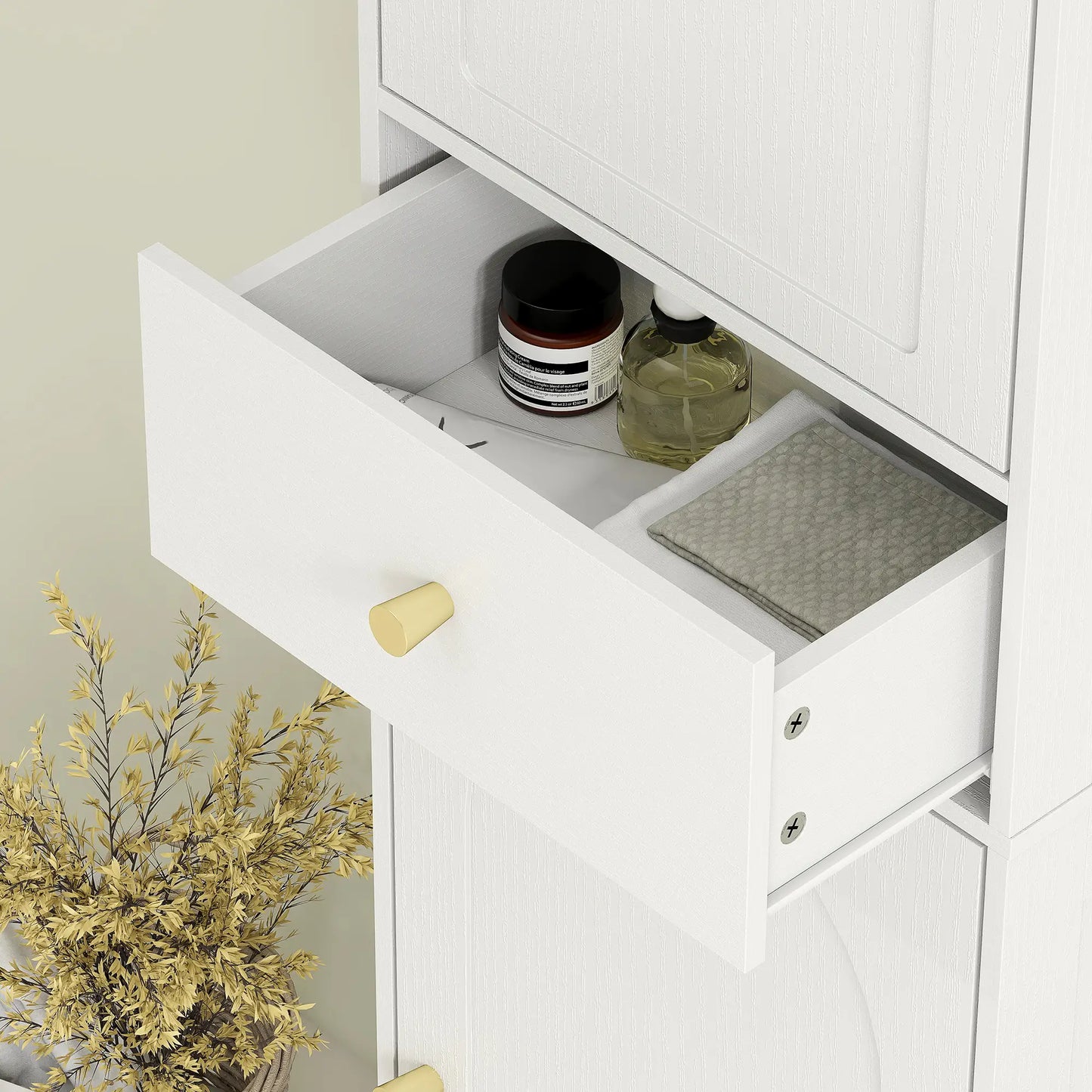 67" Tall Bathroom Cabinet, 2 Doors, Drawer, Adjustable Shelf, Wood Grain, White Bathroom Cabinets at Gallery Canada