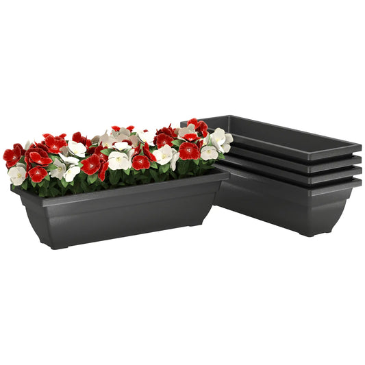 Rectangular Flower Pots, 5 Pack 23 Inches, Window Box Planters, Black Garden Accessories Black at Gallery Canada