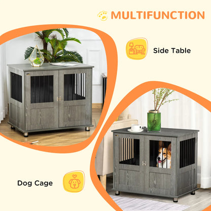 Dog Crate Furniture, Lockable Magnetic Door, Adjustable Feet, Grey Houses, Kennels & Pens at Gallery Canada