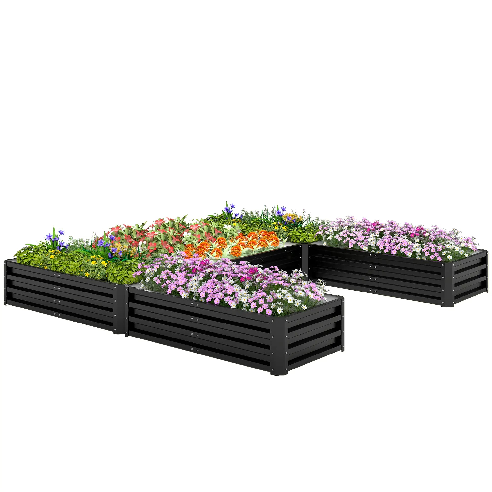 Steel Raised Garden Bed, 8x8x1ft, Set of 5 Large Planters, Black Galvanized Planter Boxes Black at Gallery Canada