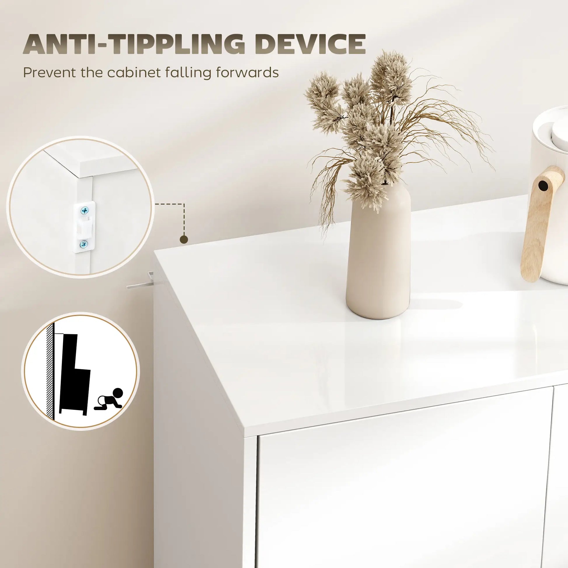 Kitchen Sideboard Storage Cabinet, Modern Coffee Bar with 2 Drawers, White Bar Cabinets at Gallery Canada