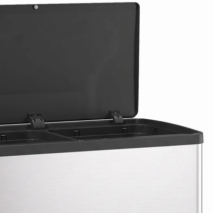 Automatic Trash Can, 15.8Gal, 60L Dual Compartment, Silver