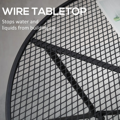 35" Round Patio Dining Table, Steel with Mesh Tabletop, Black Patio Side Tables at Gallery Canada