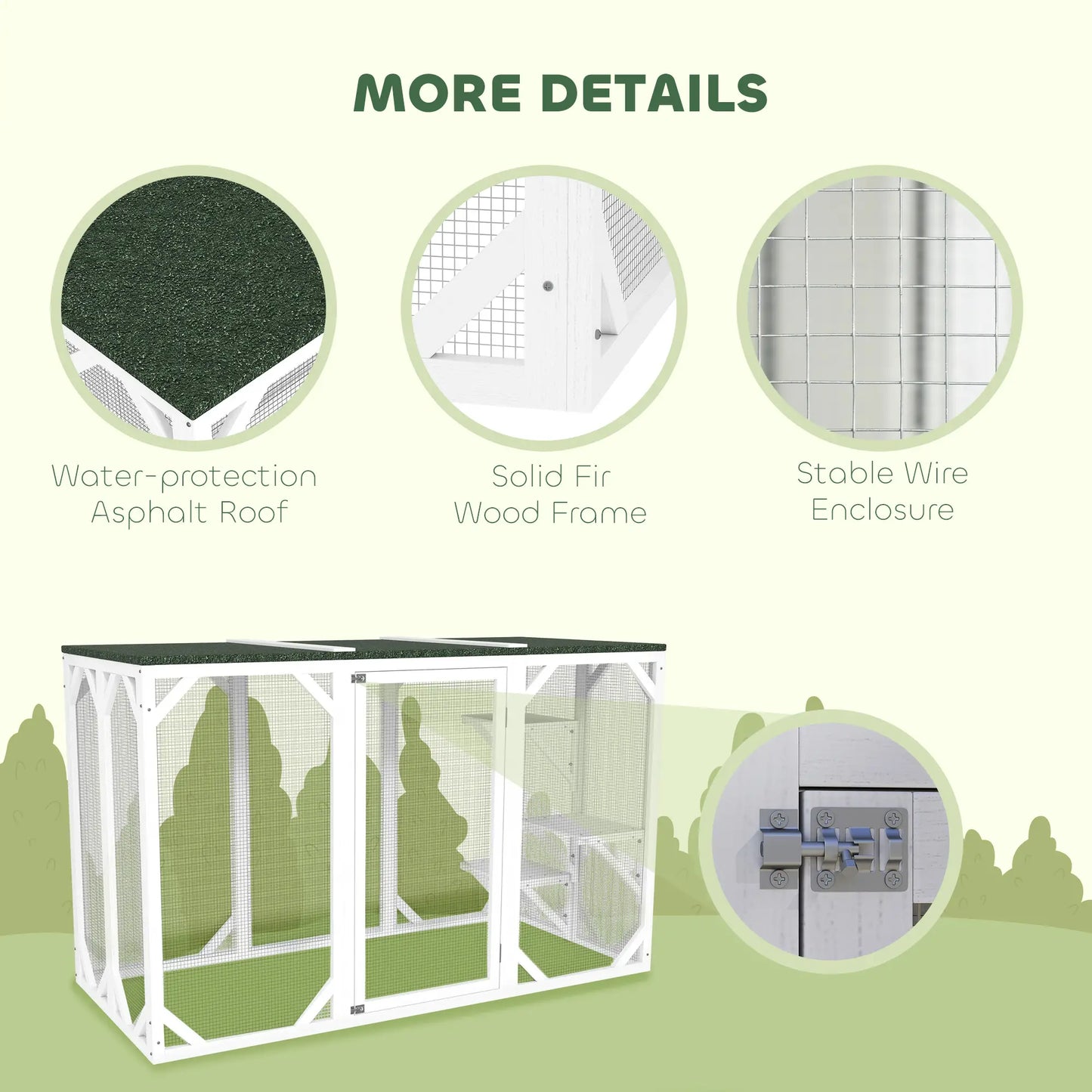 Outdoor Cat Enclosure, Waterproof Roof, Multi-Level Platforms, Lock, White Outdoor Cat Enclosures at Gallery Canada
