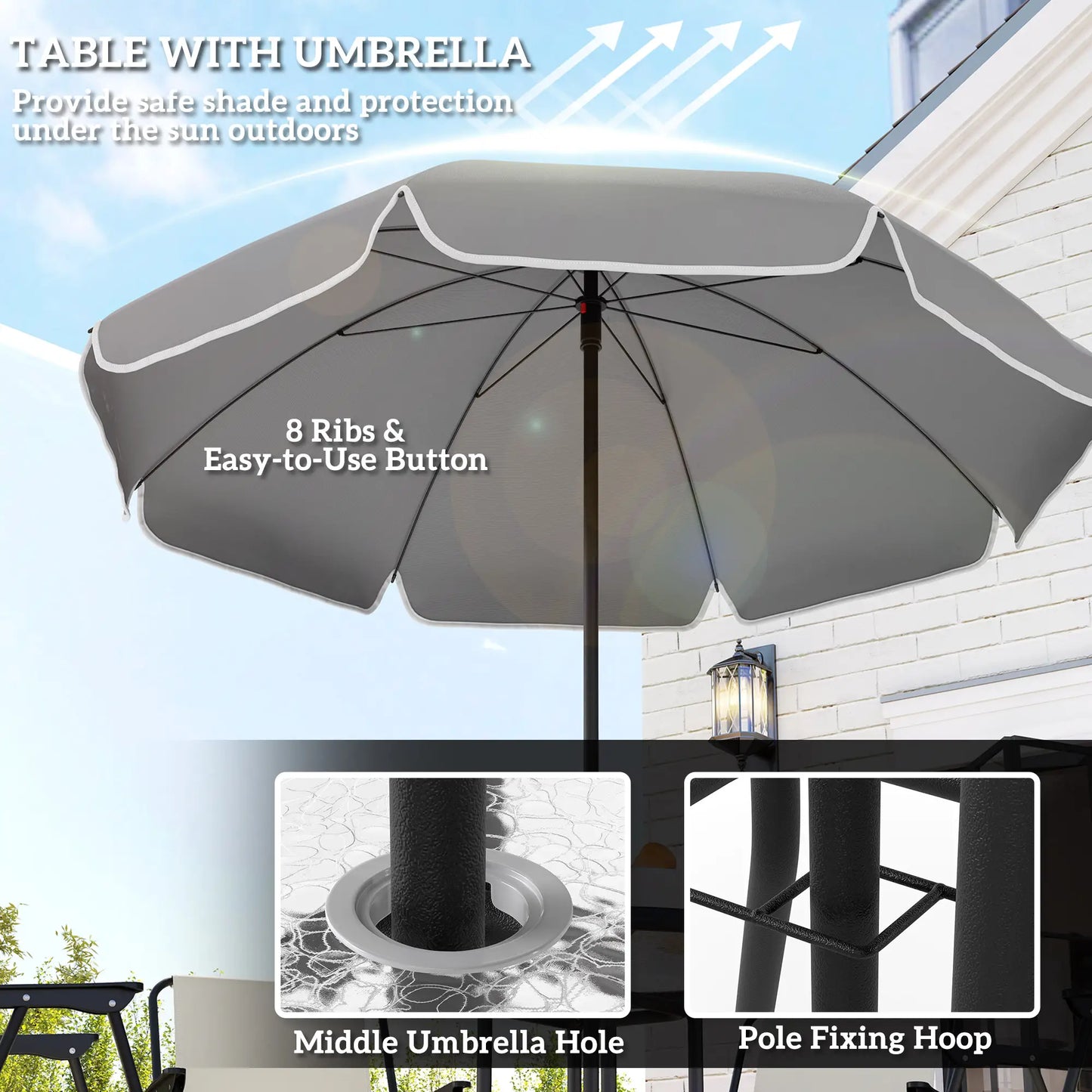 6 Piece Patio Dining Set, Glass Table, Folding Chairs, Cream White Outdoor Dining Sets at Gallery Canada