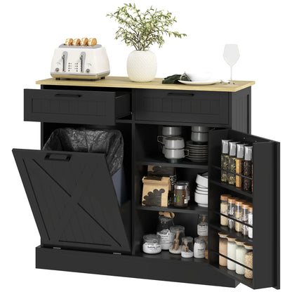 10 Gallon Hidden Garbage Bin Cabinet, Tilt Out Trash, 2 Drawers, Black Bar Cabinets at Gallery Canada