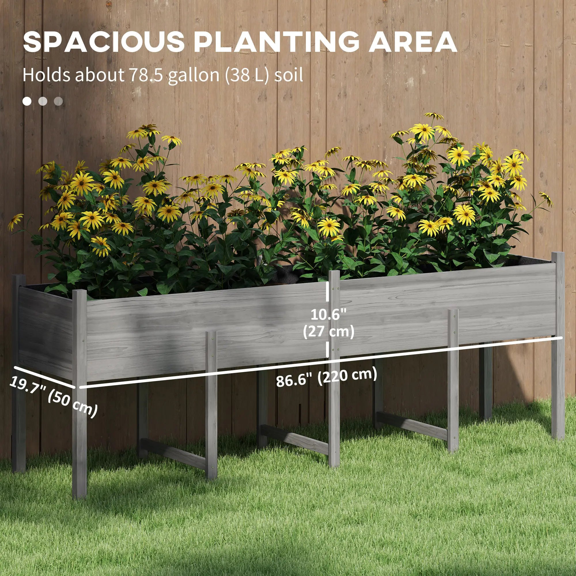 Wooden Raised Garden Bed Planter, Large Elevated Box With Legs, Grey Elevated Garden Beds at Gallery Canada