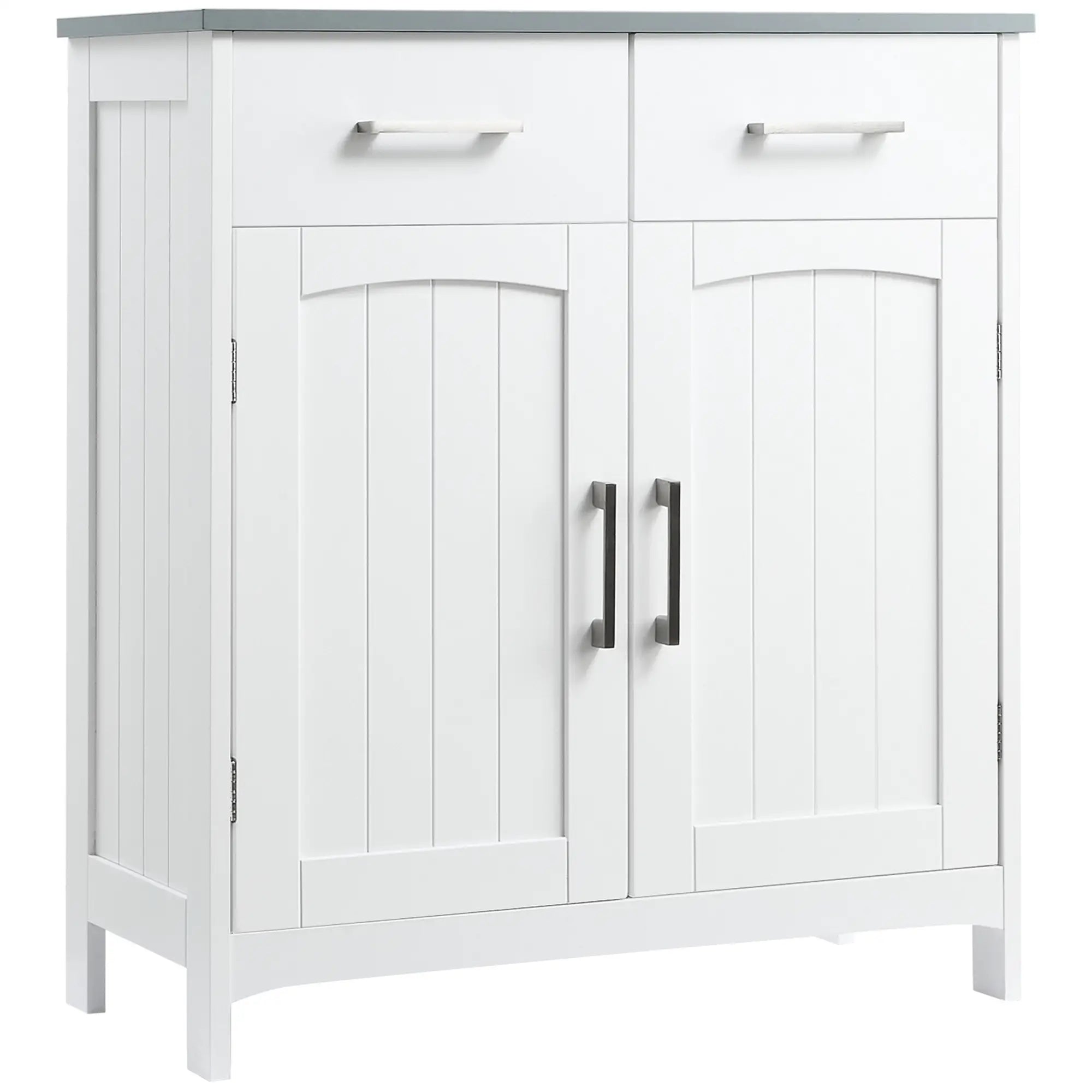 Freestanding Bathroom Cabinet, 2 Drawers, Double Doors, Adjustable Shelf, White Bathroom Cabinets White at Gallery Canada
