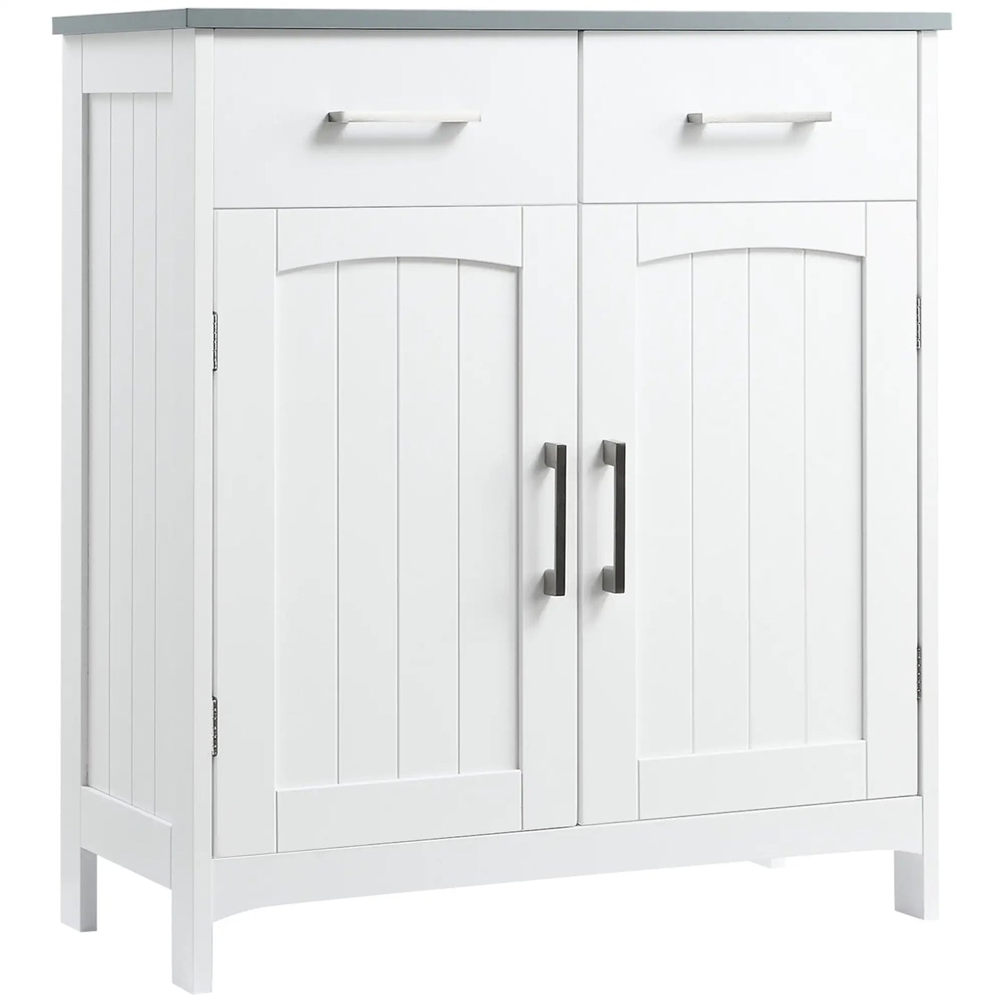 Freestanding Bathroom Cabinet, 2 Drawers, Double Doors, Adjustable Shelf, White Bathroom Cabinets White at Gallery Canada